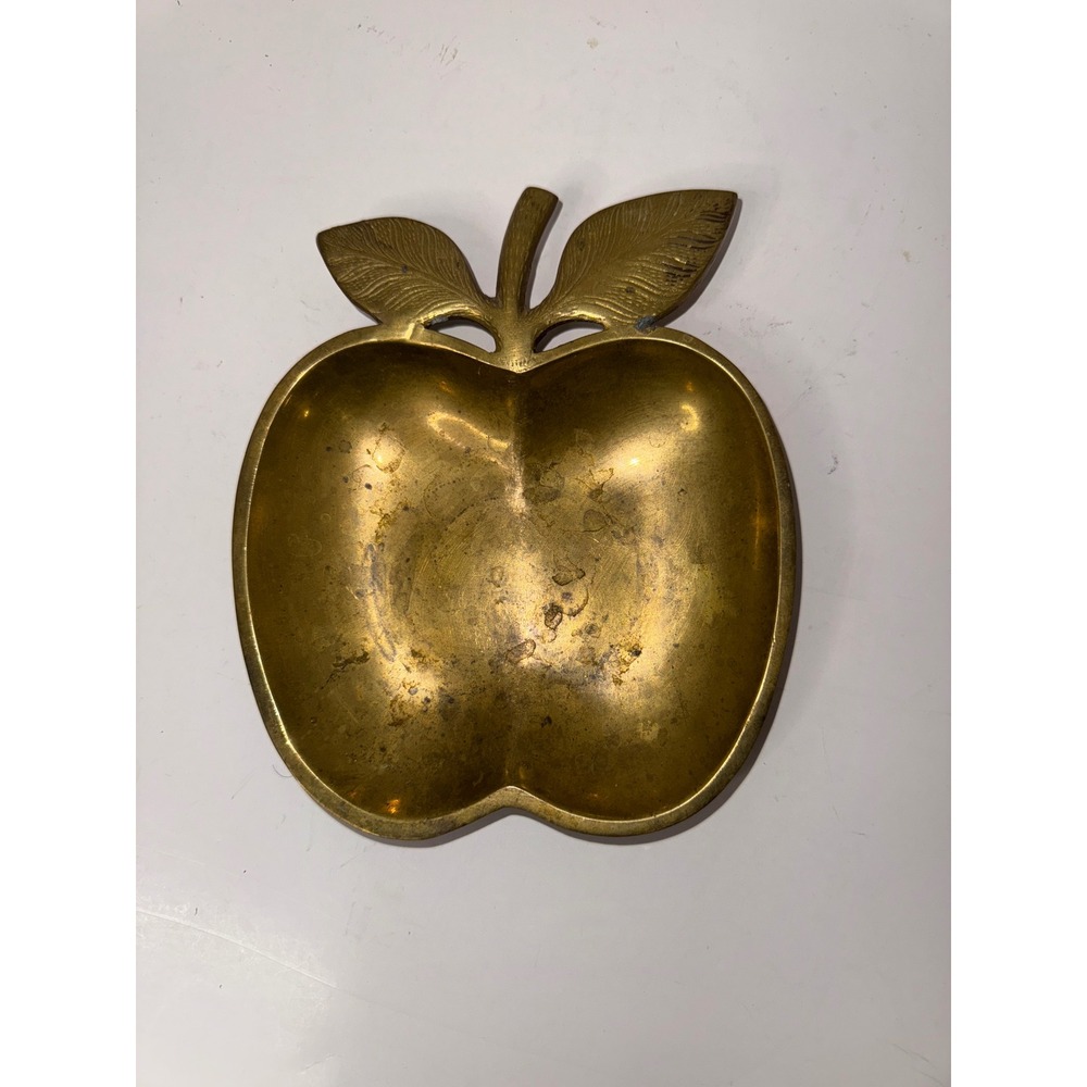 Vintage Brass Apple Trinket Dish Bowl Candy Nut Dish Home Decor